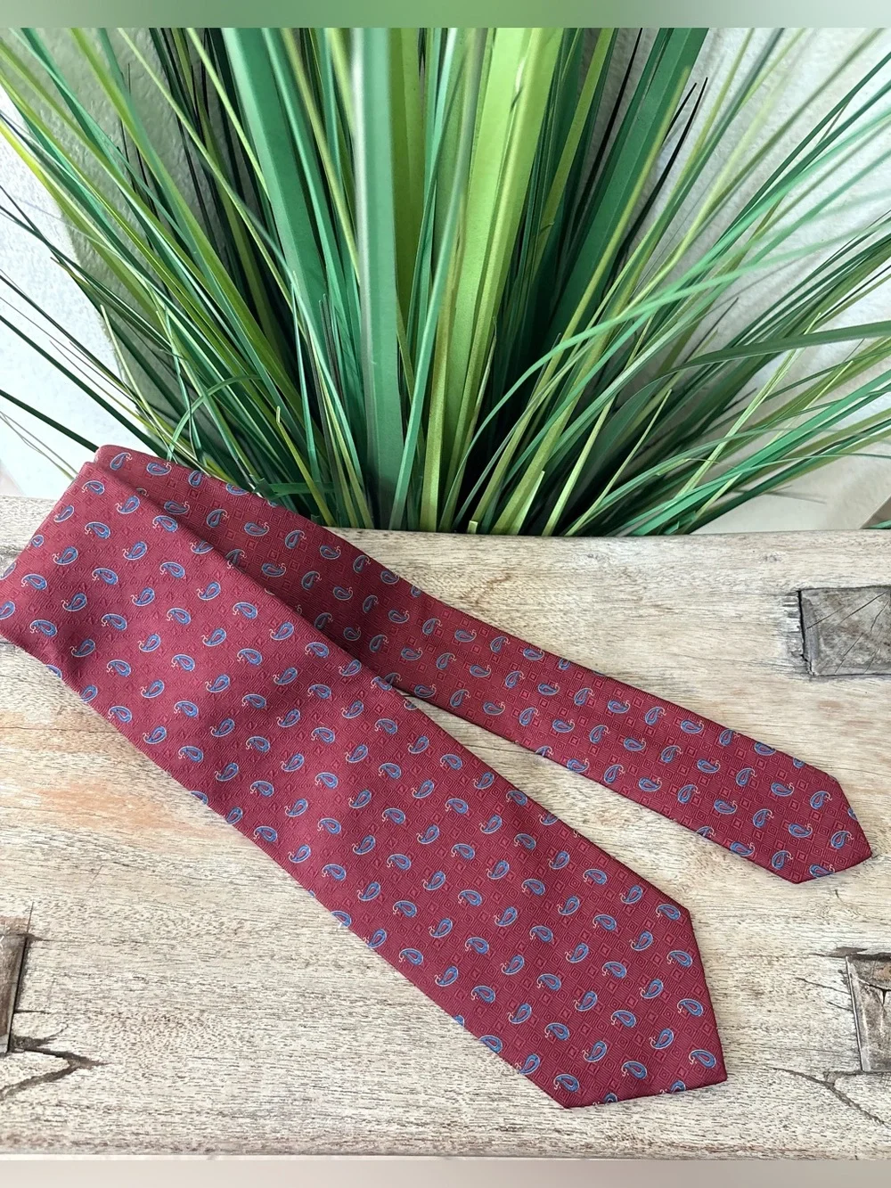 Luigi Borrelli Silk Paisley Tie in Burgundy